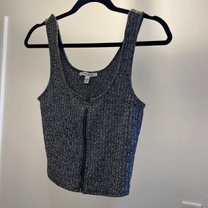 Express Size Medium Full Zip Gray Cropped Tank
